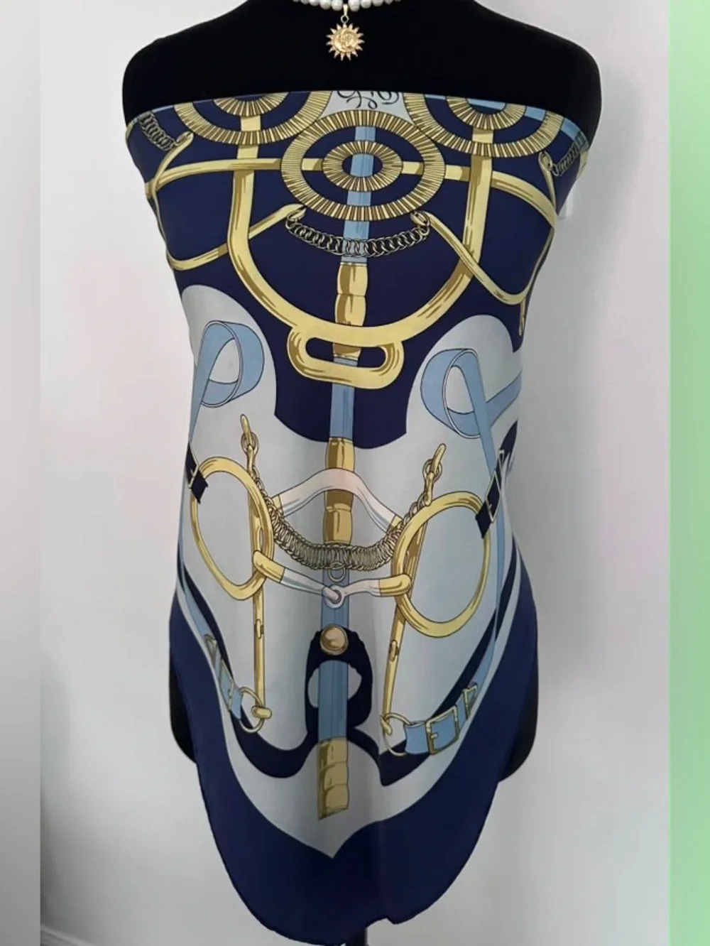 Hermes Silk Scarf Blue White Hand Rolled Made in France